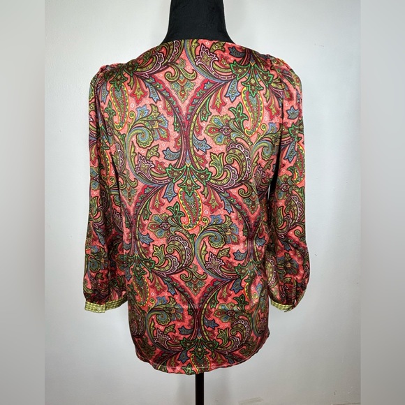 Loft Women’s Multi Colored Bohemian Long Sleeve Blouse - Picture 6 of 11